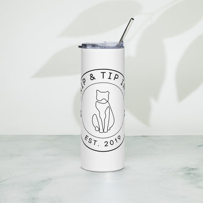 White Stainless steel tumbler Black Logo