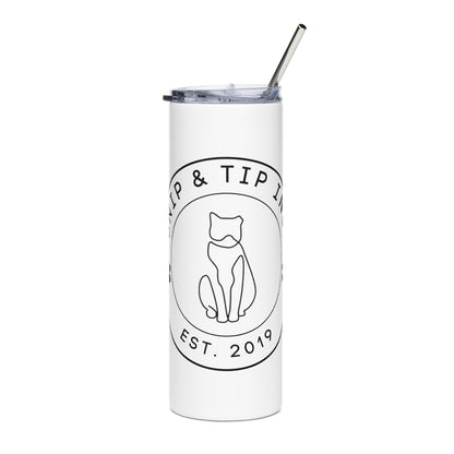 White Stainless steel tumbler Black Logo