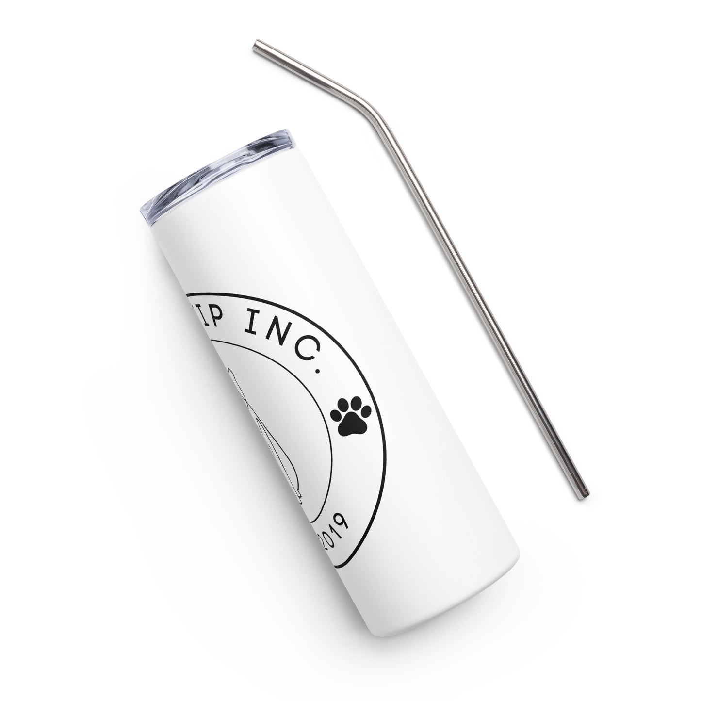 White Stainless steel tumbler Black Logo