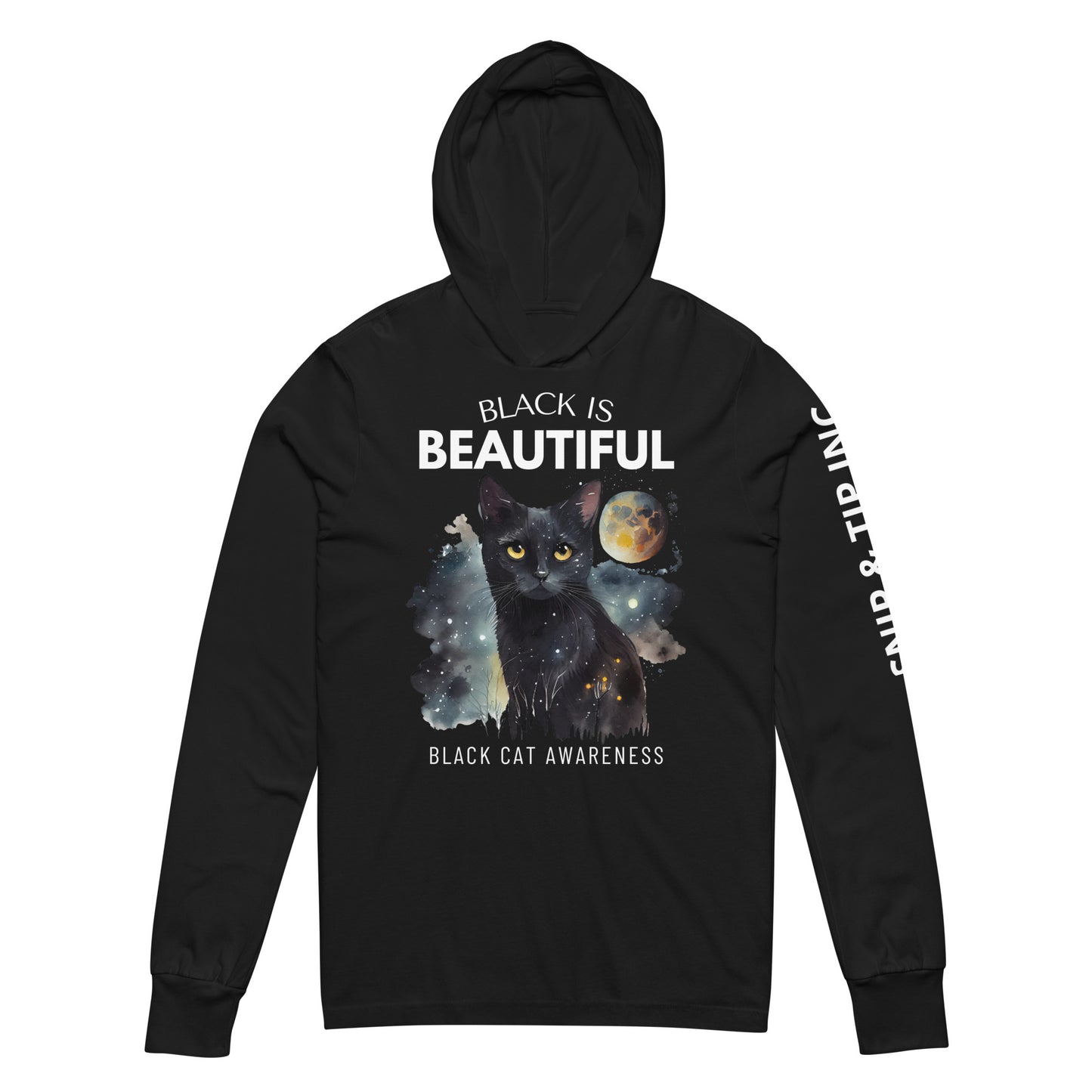 BLACK CAT - Dark Colored Hooded long-sleeve tee