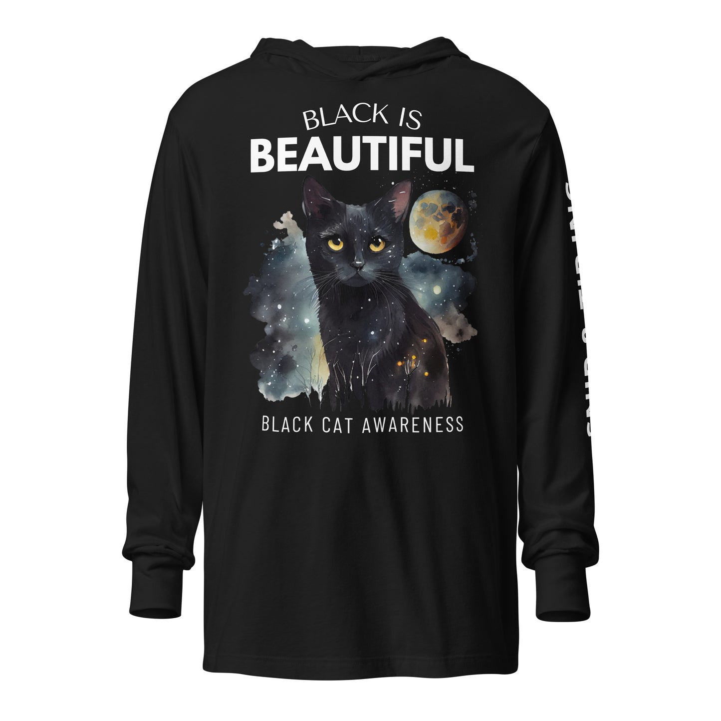 BLACK CAT - Dark Colored Hooded long-sleeve tee