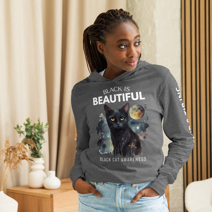 BLACK CAT - Dark Colored Hooded long-sleeve tee