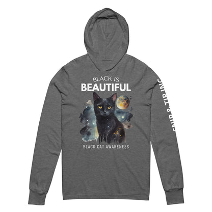 BLACK CAT - Dark Colored Hooded long-sleeve tee