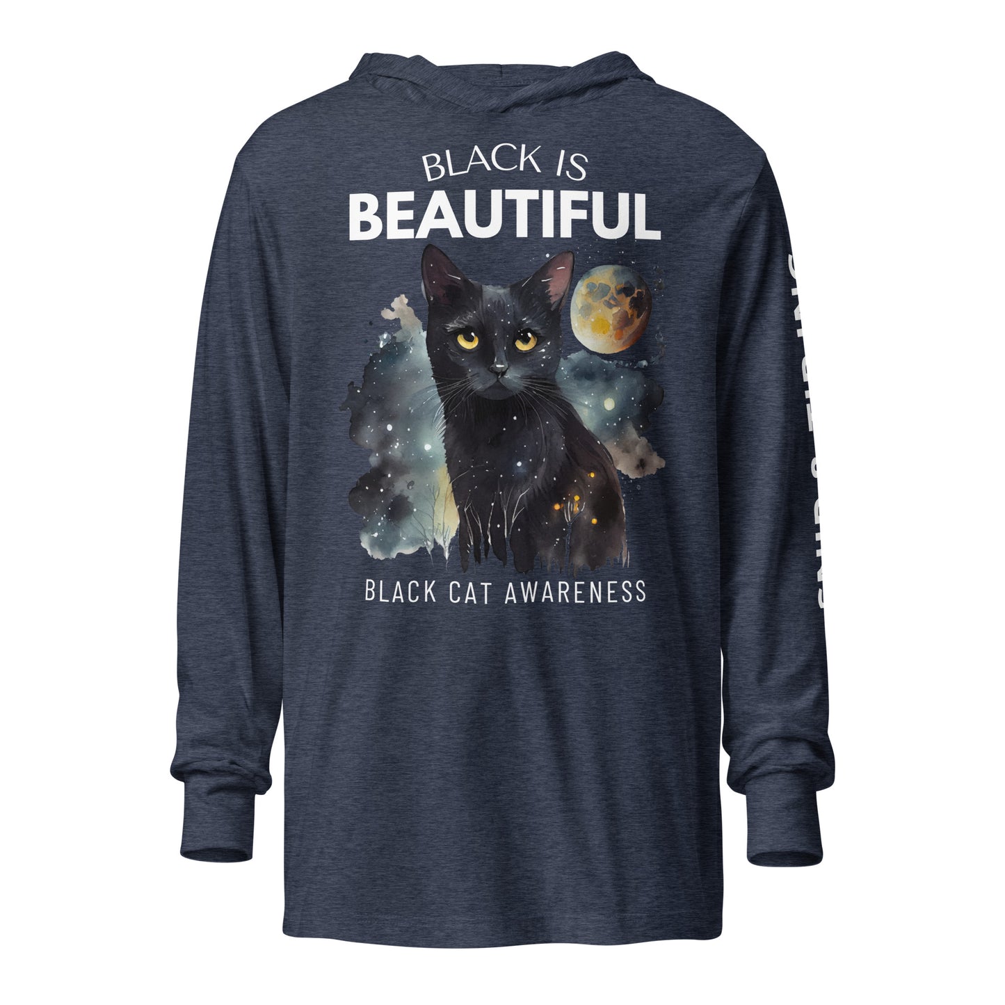 BLACK CAT - Dark Colored Hooded long-sleeve tee