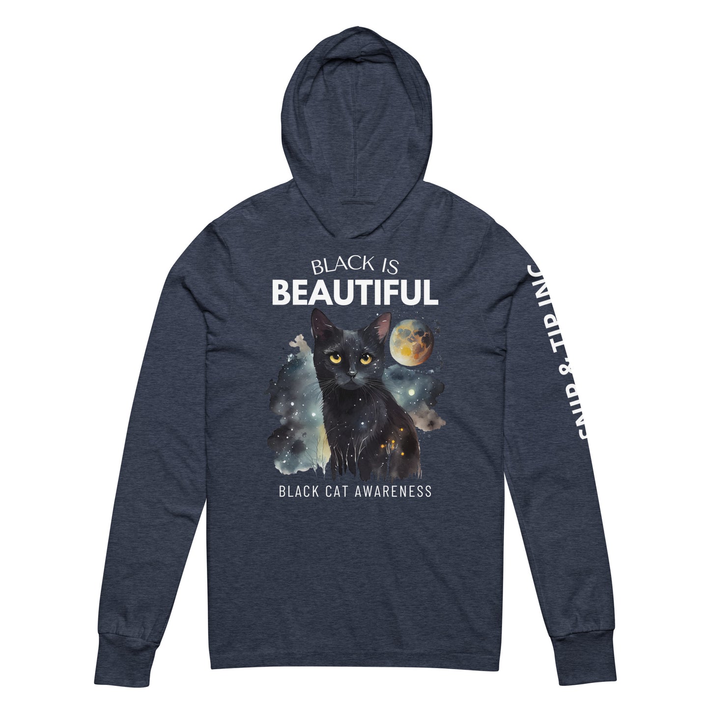 BLACK CAT - Dark Colored Hooded long-sleeve tee