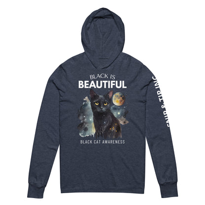 BLACK CAT - Dark Colored Hooded long-sleeve tee